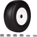 13x5.00-6" Flat Free Tire and Wheel TCA13769, Solid Smooth Zero Turn Mower Front Tire Assembly, with 3/4" Bearing | 3.25"-5.9" Centered Hub | Bore ID 3/4"