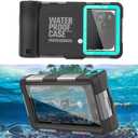 Waterproof Phone Case,Universal Diving Phone Case Dry Bag Beach Travel Essentials Outdoor Surfing Swimming Snorkeling Photo Video Case for iPhone/Samsung/Google/Motorola (Black/Blue)