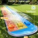 Sloosh Triple Water Slide with 3 BodyBoards, 22.5FT Lawn Water Slip Splash Pad Slide Summer Toy with Build in Advanced Sprinkler for Kids Adults Backyard Summer Water Fun