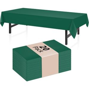 20 Pack Dark Green Rectangle Plastic Tablecloth, 54"x 108" Disposable Table Cloth Party Table Cover, Plastic Table Cloth for Birthday Wedding Party