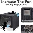 Foldable Cat Litter Box with Lid, Enclosed Potty, Large Top Entry Anti-Splashing Toilet, Easy to Clean Including Litter Scoop and 2-in-1 Cleaning Brush (Black)