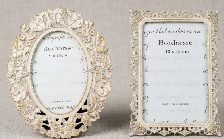 2 Pack Vintage Picture Frame, Display 4 x 6 inch Picture, Oval & Rectangle Decorative Antique Photo Frame for Tabletop, Home Dcor