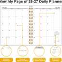 2026-2027 Daily & Monthly Planner Calendar - Daily Planner Calendar One Page Per Day from July 2026 to June 2027, Flexible Cover, 7" x 10", Storage Pocket, Crushed Flower