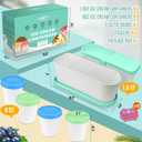 Walfos Ice Cream Containers for Homemade Ice Cream - 1.6 Quart & 8 oz. Set, Bonus Sealing Bands Keeping Silicone Lids Airtight, Reusable Ice Cream Tubs, Stackable Freezer Storage Container - Green