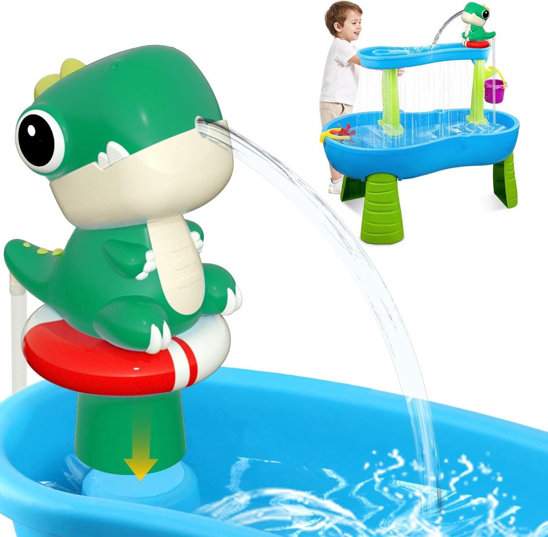 Litand Dinosaur Water Table Pump Continuous Flow  Rechargeable Battery Powered Water Pump for Water Table Accessories  Summer Outdoor Water Play Toys (Green)