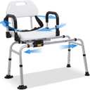 PIDOSO Sliding Shower Chair Tub Transfer Bench with Swivel Seat, Shower Bench for Elderly and Disabled Slides and 360° Rotates, with Pivoting Arms and No-Slip Suction Cups, Height Adjustable