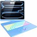 FUWANG Touch Keyboard Case for iPad Pro 13 inch (M5/M4) 2025/2024, 360 Swivel for iPad Pro 13 inch Case with Keyboard, 7 Colors Backlit with Multi-Touch Trackpad Keyboard Case for ipad pro 13 Inch (Blue)