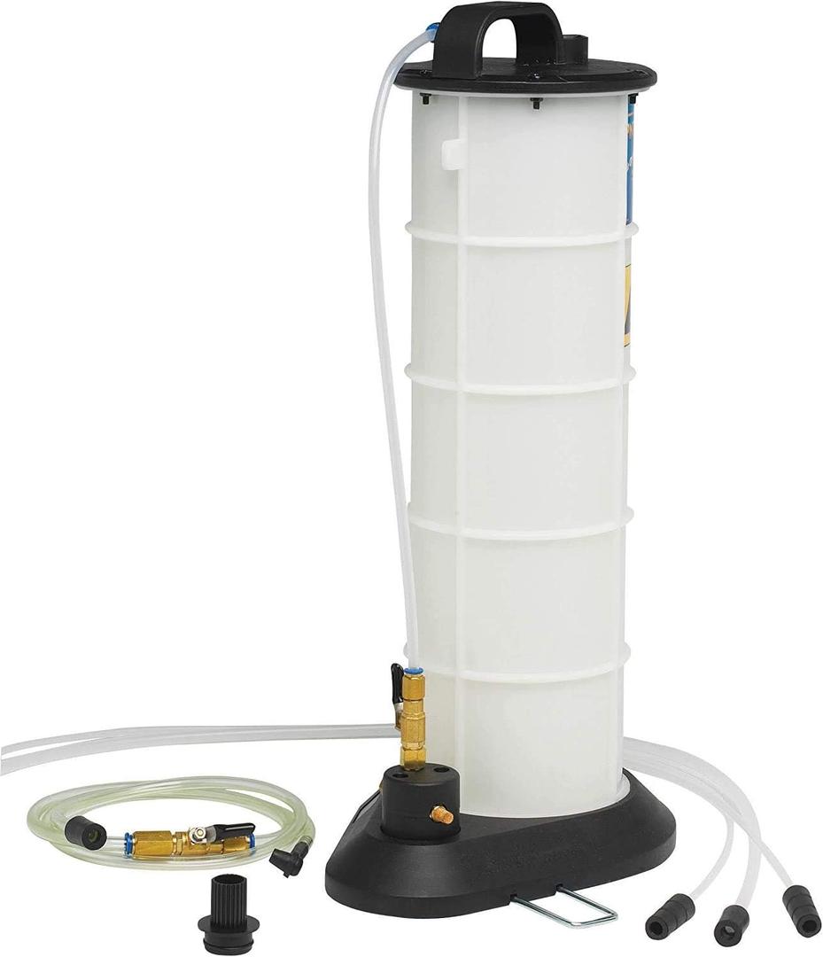 Mityvac MV7300 Pneumatic 2.3 Gallon Venturi Vacuum Pump Fluid Evacuator, Uses Compressed Air, Chemical-Resistant Polyethylene, Air Shut-Off Valve, Overflow Prevention, Quick-Drain Spout, Large Base