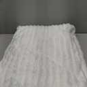 Linecooo Cream White Fleece Throw Blanket 50”×60” for Couch Sofa Bed,Super Soft Cozy Plush Microfiber Flannel Blanket with Stripes Design Lightweight for Adults,Woman,Girls