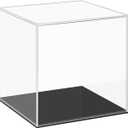 Cliselda Acrylic Display Case with Black Base 4x4x4 inch, Clear Square Acrylic Box Cube Small Storage Containers, Fully Assembled Dustproof Plastic Display Box for Collectibles Action Figures