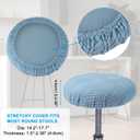PATIKIL Stool Covers Round, 2 Pcs Elastic Bar Stool Covers Washable Stool Cushion Slipcover Stretchy Bar Chair Seat Cover for 14-18 Inch Chair, Dark Blue