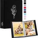 Lanpn Photo Album 4x6 50 Pictures 2 Packs, Small Mini Capacity Linen Photo Book Sets, Each Pack Holds 100 Top Loader Vertical Only Picture for Kids Boy Girls Black