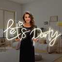 Super Large Let's Party Neon Sign for Bedroom Wall Super Neon Sign for Wall Decor for Bachelorette Party, Engagement Party, Birthday Party,Wedding Party Warm White, 39.85 inches X 14.79 inches