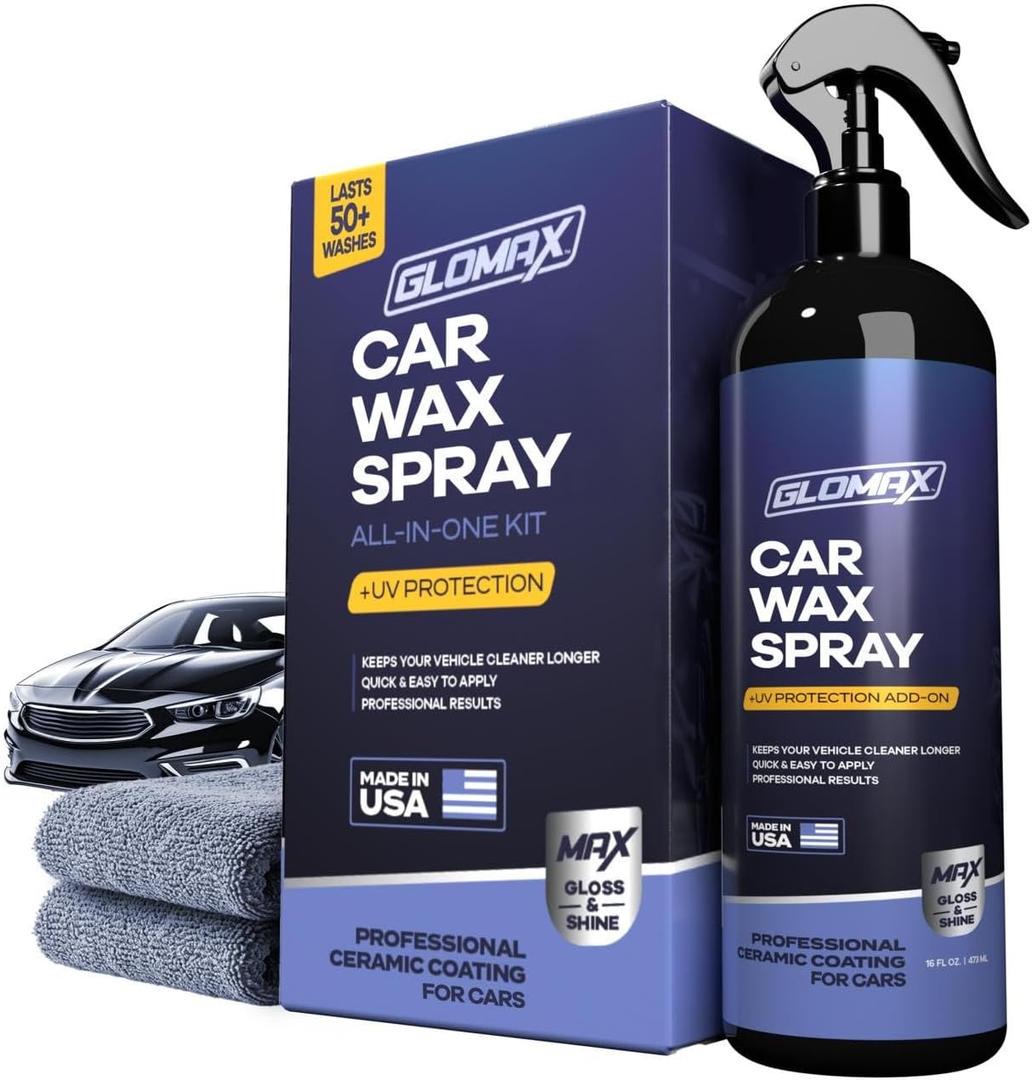 Car Wax Spray and Ceramic Coating For Cars With Added UV PROTECTION (16 oz)- LONG LASTING Shiny Car Stuff - Spray Wax For Cars With 2 Micro Fiber Towels, Waterless Wash