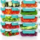 VERONES 10Pack 22OZ Glass Meal Prep Containers, Airtight Glass Lunch Containers Set, Glass Food Storage Containers with Lids,Exclusive of BPA, for Microwave, Oven, Freezer&Dishwasher Friendly,Green