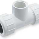 NDS CPT-1500-T PVC Compression Tee, Pipe Connection, Compression Fitting, IPS Slip Tee, 1-1/2-Inch IPS UC X 1-1/2-Inch UC X 1-1/2-Inch FPT, White