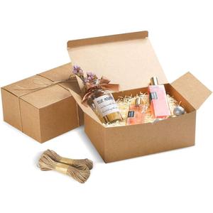 Frantis Brown Gift Boxes 9.45x6.5x4 Inches 10 Pack Paper Gift Box with Lids for Bridesmaid Gifts, Birthday, Party, ChristmasWedding, Crafting Cupcake Boxes, With 66 FT Twine