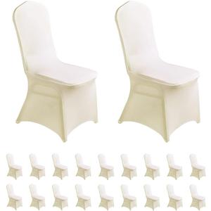 LZY Spandex Chair Cover Stretch Slipcovers for Wedding Party, Dining Banquet Chair Decoration Covers (Ivory, 20)