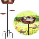 Metal Bird Bath for Outdoor - Garden Bird Bath with Removable Bowl Heavy-Duty Base, Winter Birdbath Feeder Rust-Proof Birdbaths for Garden Yard Lawn Decor, Easy to Install(Bronze)