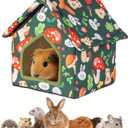Guinea Pig Hideout, Foldable Guinea Pig House with Non-Slip Bottom & Removable Pad, Soft & Washable Bunny Bed for Hamsters Dwarf Rabbits Ferret Hedgehogs and Other Small Animals