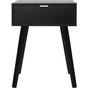 Cloud Space Mid Century Modern Nightstand, Black End Table with a Storage Drawer, Versatile Wood Side Table for Living Room, Lounge, Stable and Sturdy Design