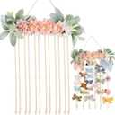POVETIRE Bow Holder for Girls Hair Bows, Clips Hanging Organizer Baby Headband Storage Hair Accessory Display for Wall Room Baby Nursery Decors (Flower)