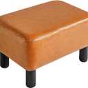 IBUYKE Small Foot Rest Ottoman, PU Faux Leather Rectangle Foot Stool with Non-Skid Plastic Legs, Small Footstool for Couch, Desk, Office RF-BD217 (Dark Orange)