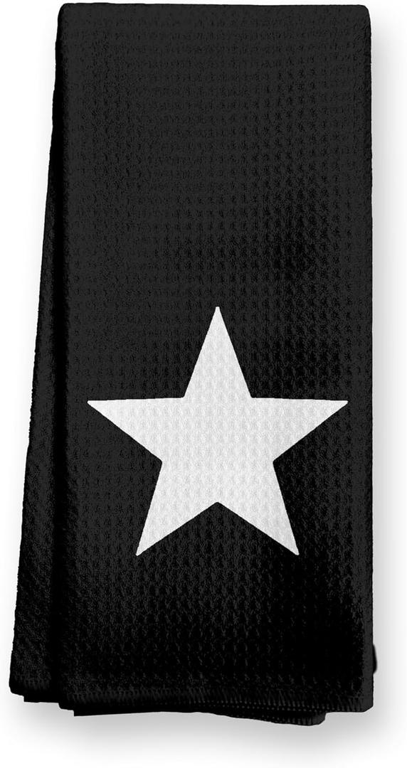 Black Trendy Star Kitchen Towels, Funky Star Dish Tea Towels for Kitchen Decor, Retro Aesthetic Hand Towels for Bathroom Decor, 16x24 Inch (02child)