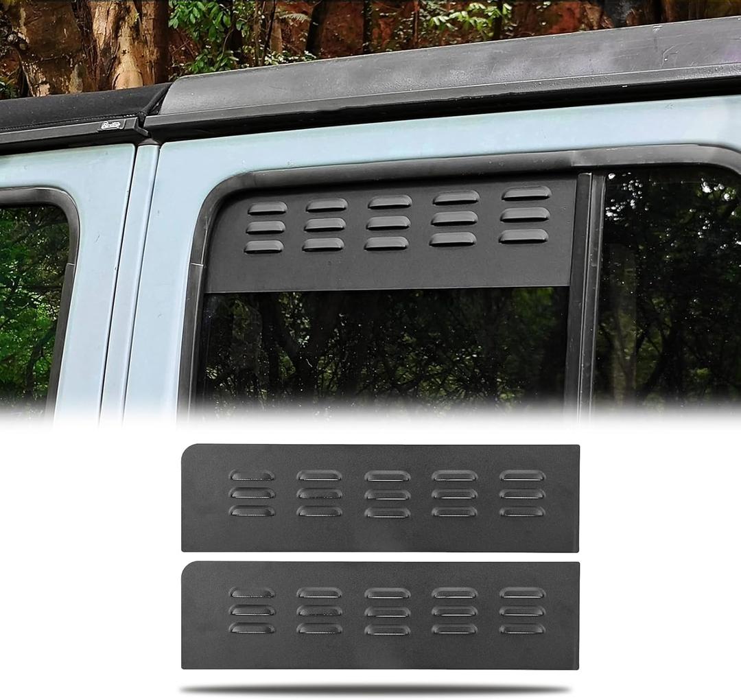 Window Covers Window Vent with Insect Net Compatible With 2018-2024 Jeep Wrangler JLU, 4 Doors (2 Pcs)
