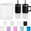 WUQID Higher Silicone Boot Compatible with Stanley Quencher H2.0 & IceFlow Flip & ProTour 40oz 30oz 20oz 14oz, Fit Same Diameter 14oz 20oz 30oz 40oz Tumbler Cups Anti-Slip Bottle Bottom Sleeve Cover (Clear)