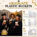 Ceenna 30 Sets 24oz Graduation Drink Buckets with Lids and Straws Class of 2026 Graduation Plastic Bucket Cups Congrats Grad Party Supplies for High School College Tailgate Party Summer Events (Black)