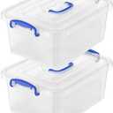 9 Quart Clear Storage Latch Bins with Lids/Handle, Plastic Clear Stackable Box, 9-Liter (2 Pack)