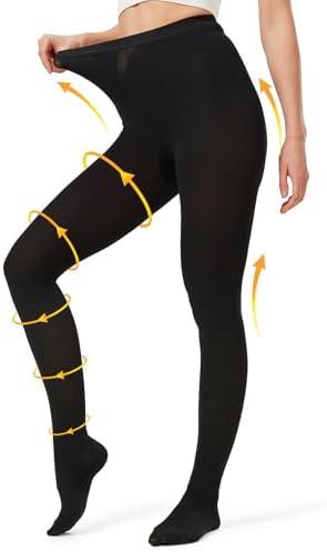 NURCOM Medical Compression Pantyhose for Women & Men, 20-30 mmHg Graduated Support Tights, Opaque Closed Toe Waist High Compression Stockings for Varicose Veins, Edema, Poor Circulation, Post Surgery, L