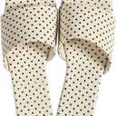 Verdusa Women's Polka Dots Square Toe Slip On Sandals Casual Summer Slides (White)