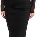 REORIA Long Sleeve Wedding Guest Maxi Dresses for Women Sheer Mesh Square Neck Ruched Bodycon Long Dress 2025 Fall Outfits L