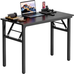 Need Office Computer Desk 35.8 Inch Sturdy Folding Laptop Table Black | Black Frame Writing Gaming Work Table/Foldable Home Office Desk/Sewing Table, No Assembly Required