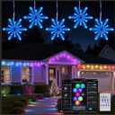 Brightown Smart Christmas Snowflake Lights, 12ft 96LED with 8 Drops Outdoor Icicle Lights with APP Control & Music Sync, Waterproof Connectable, 80+ Scene Modes for Roof, Window, Yard, Patio