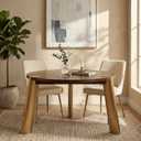 Tribase 47 Inch Round Dining Table, Seats 4 to 6, Three Brushed Gold Tapered Legs, Solid Rubberwood Modern Table for Dining Room & Kitchen, Easy Assembly, Dark Walnut