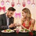 Valentines Day Tree Decorations Set, 12 Heart Glitter Words Ball Ornaments 12 Valentines Tree Bows Decorations for Home Party Front Door Wedding Holiday Decor