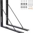 Set of 2 Steel Mounting Brackets 24 x 24 Inch Truck Tool Box Mounting Kit with with Screws Spacers and Sleeves Bolts for Underbody Truck Bed Trailer Tool Box, Black