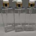 Modern Gold Design Shampoo and Conditioner Dispenser, Large 27oz Shower Soap Dispenser, Set of 3 Refillable Empty Plastic Pump Bottles for Bathroom, 6 Waterproof Labels Included, (Clear & White)