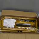 Wedding Welcome Sign Holder Personalized, Gold Welcome to Our Wedding Hanging Sign Holder with Leather Sign Straps, Easel Stand for Sign,Adjustable Wedding Seating Chart Stand