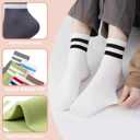 SISOSOCK Quarter Crew Cotton Socks for Women or Men Striped Athletic Socks Casual Socks 6-10 pairs with Gifts Box