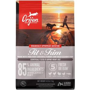 ORIJEN Grain Free High Protein Dry Dog Food Fit & Trim Recipe 4.5lb Bag (4.5 Pound (Pack of 1))