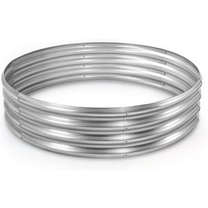 Land Guard Galvanized Raised Garden Bed Kit, Galvanized Planter Raised Garden Boxes Outdoor, Round Large Metal Raised Garden Beds for Vegetables  (221ft, 1-silver)