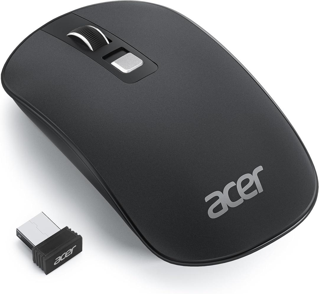 acer Computer Mouse Wireless, 2.4G Slim USB Wireless Mice with USB Receiver, 800/1200/1600 Adjustable DPI Optical Laptop Mouse with 4 Buttons, Portable for Laptop, Desktop, PC