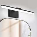 31.5 Inch Modern LED Bathroom Vanity Light Bar, 18W IP44 Black Mirror Lighting Fixture Over Mirror, 330° Rotatable 6000K Morden Picture Lights for Paintings, Led Bathroom Lighting