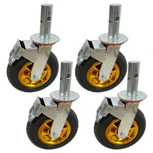 4 PCS 8"x 2" Scaffolding Rubber Caster Wheels with Dual Locking Swivel Caster, 360 Degrees Heavy Duty, 4 Pack