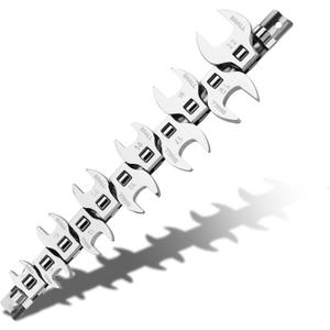 SHALL 3/8" Crows Foot Wrench Set, 11-Piece Metric Crowfoot Wrench Set with Clip-on Organizer, 10-22mm, Tools for Mechanics, Access Fasteners in Tight Spaces
