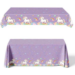 2 x Unicorn Tablecloth, Rainbow Disposable Party Table Cover for Girls Birthday